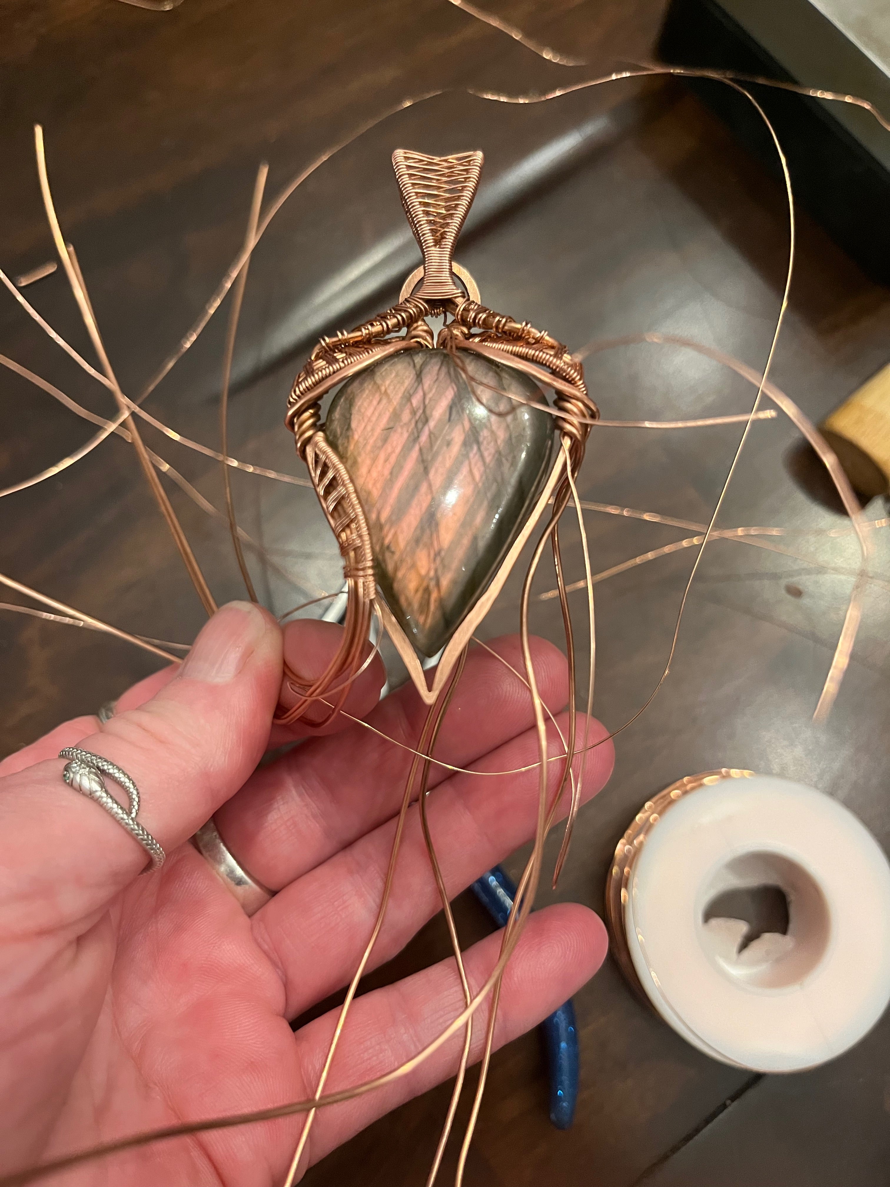 Rare Pink Labradorite & Sunstone Pendant
