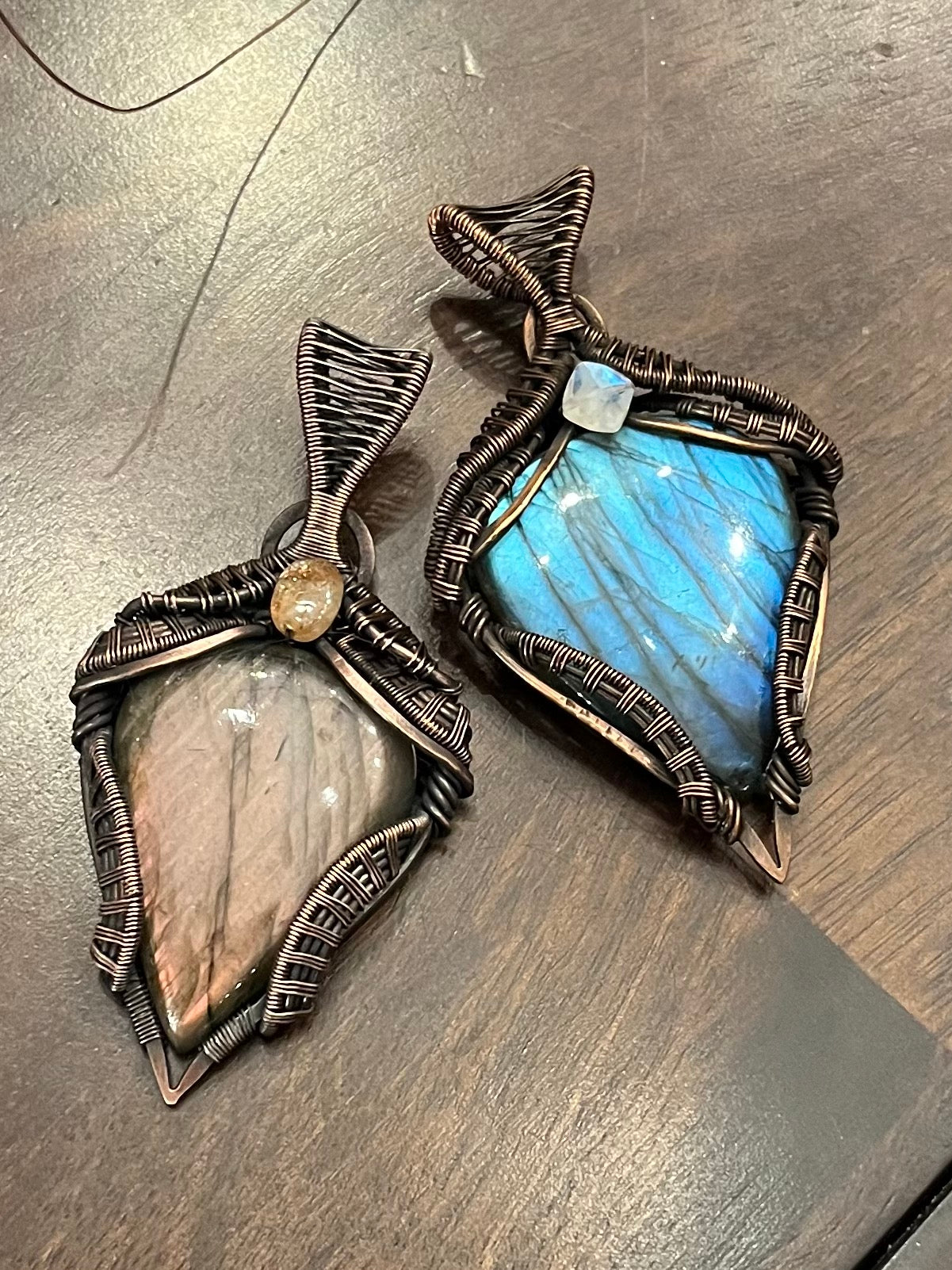 Rare Pink Labradorite & Sunstone Pendant