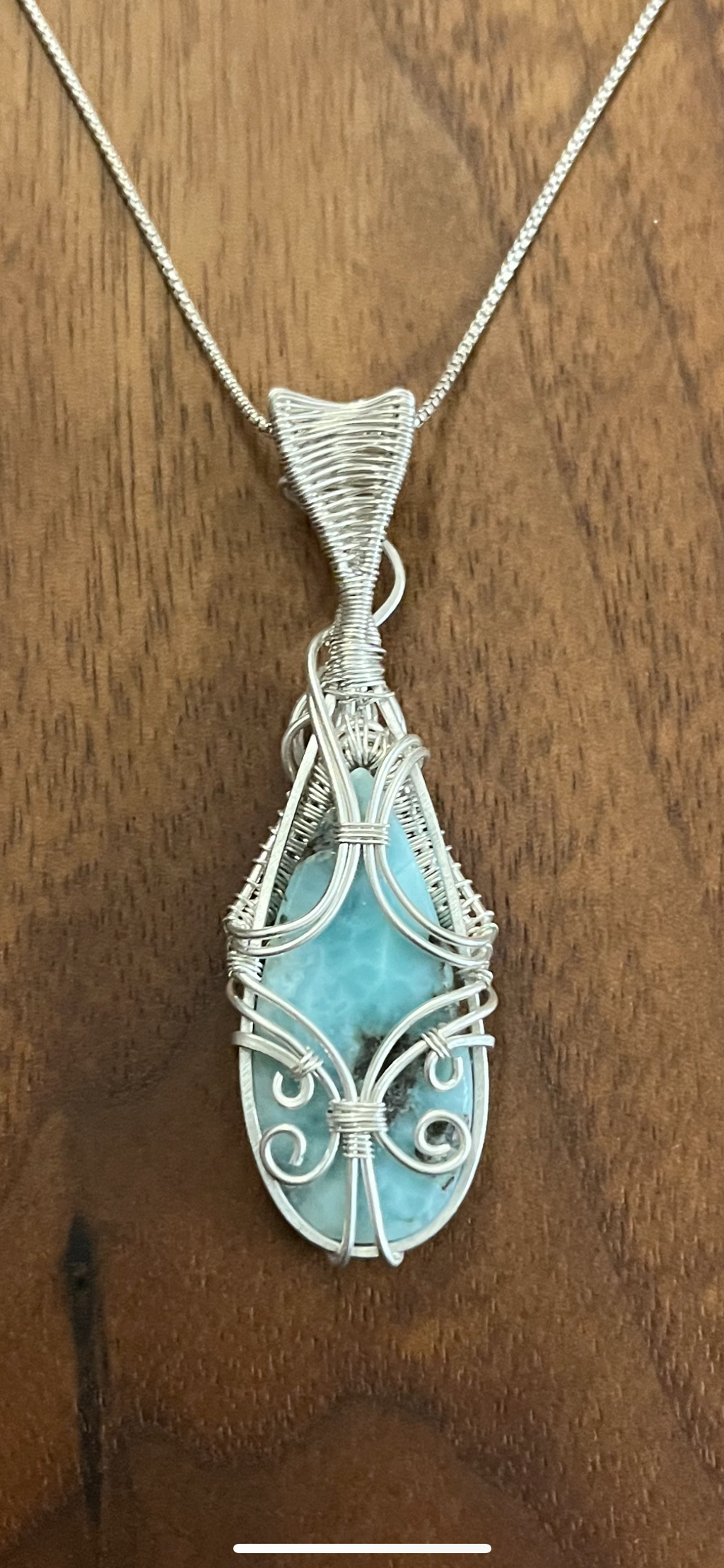 Larimar and Freshwater Pearl 925 Sterling