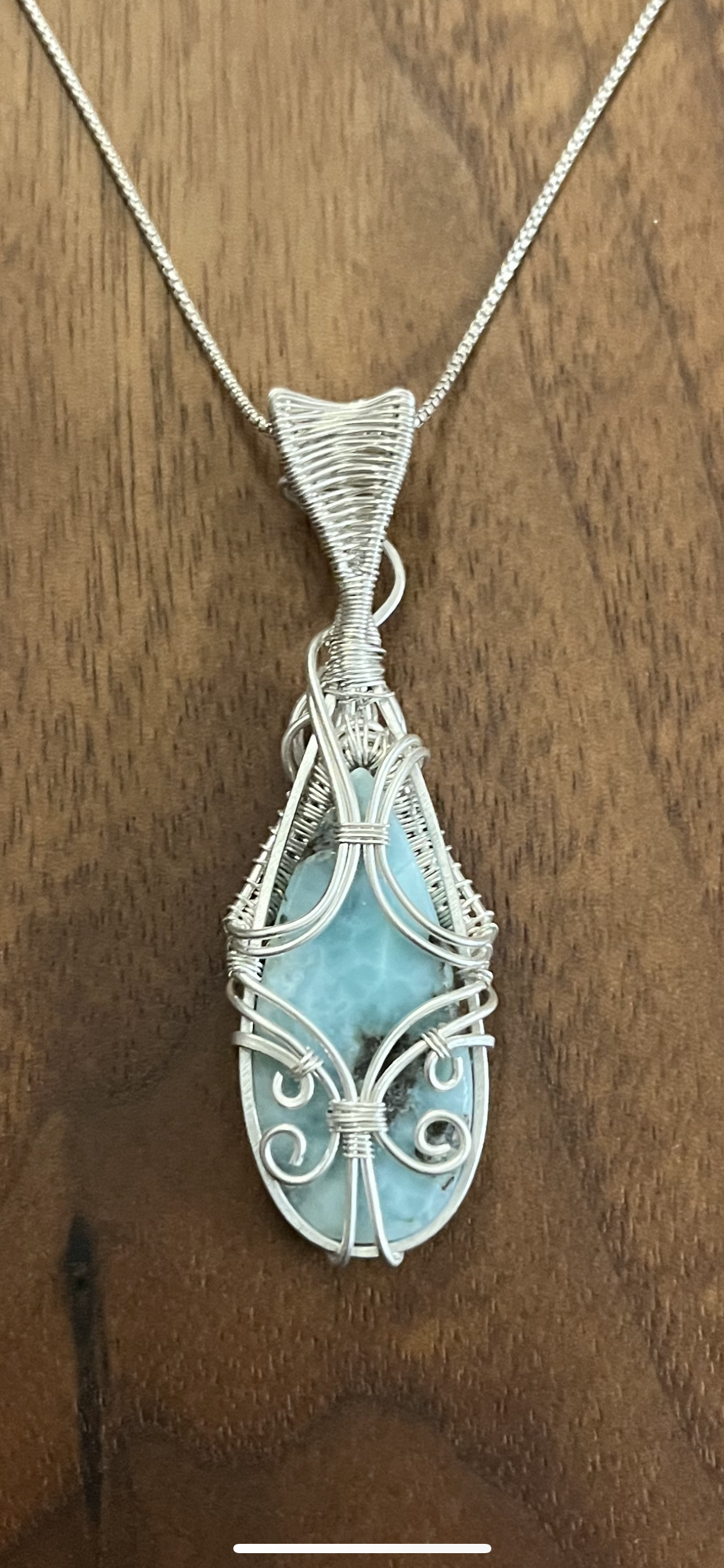 Larimar and Freshwater Pearl 925 Sterling