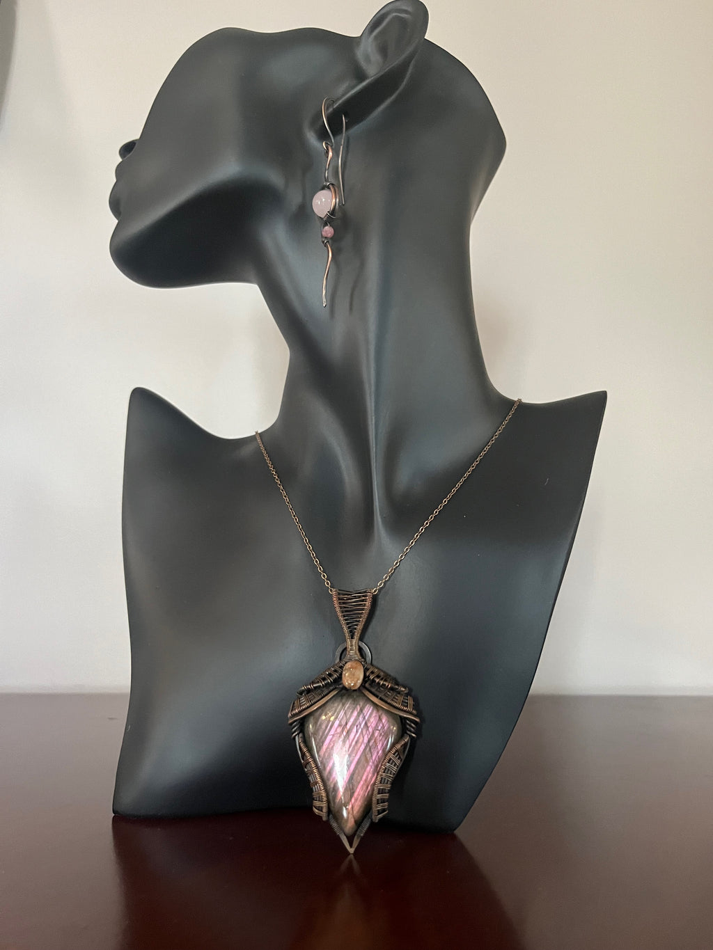 Rare Pink Labradorite & Sunstone Pendant