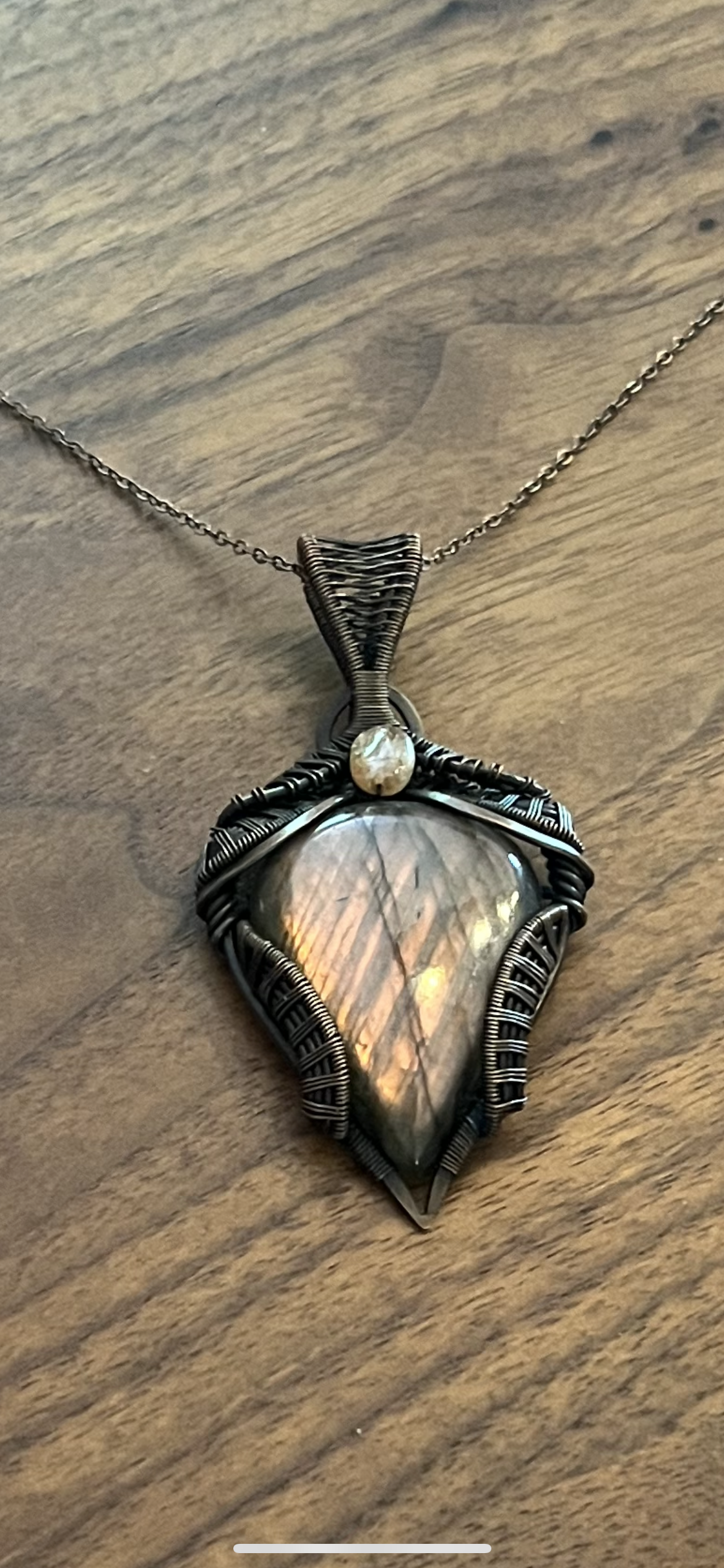 Rare Pink Labradorite & Sunstone Pendant
