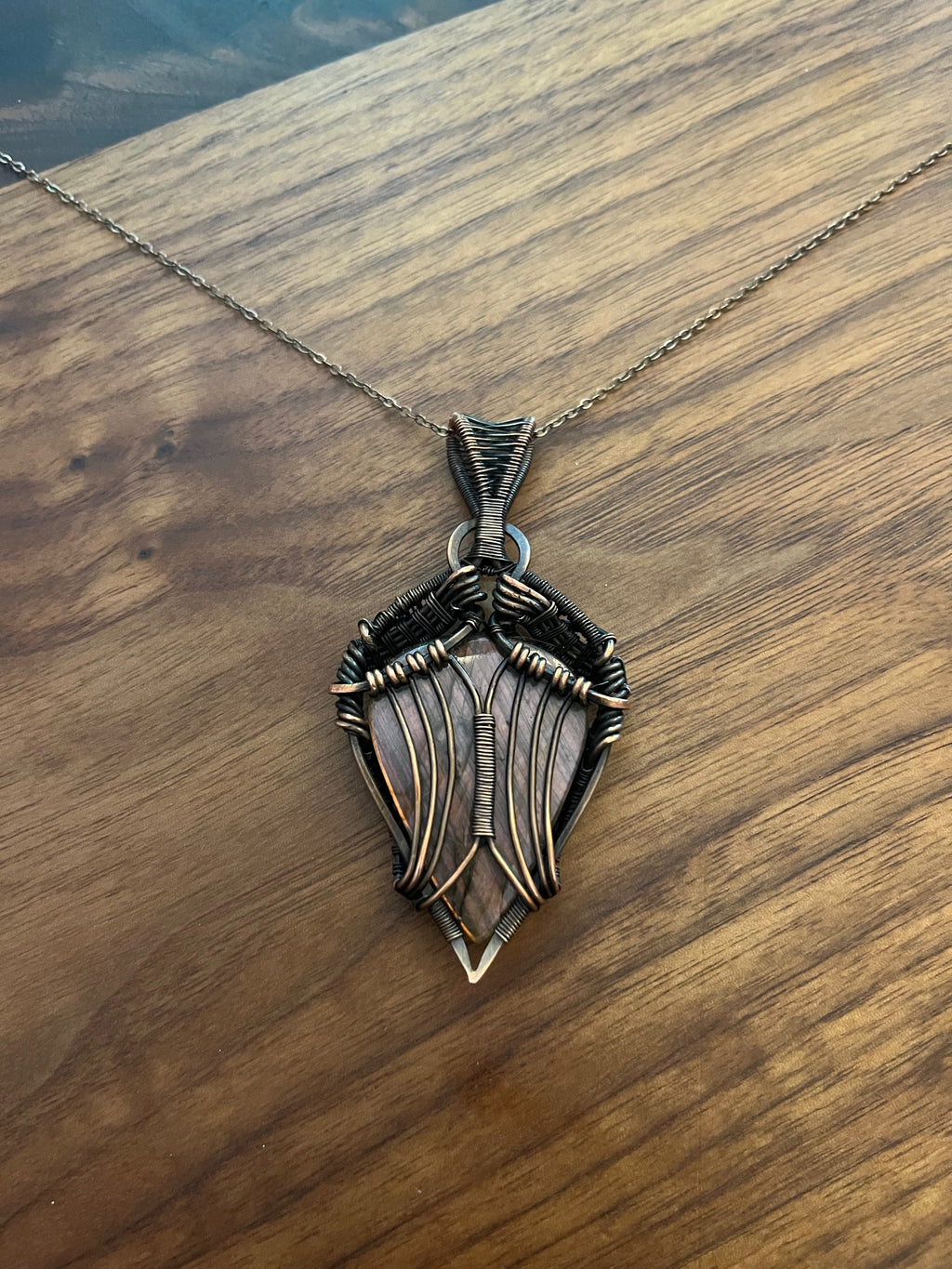 Rare Pink Labradorite & Sunstone Pendant