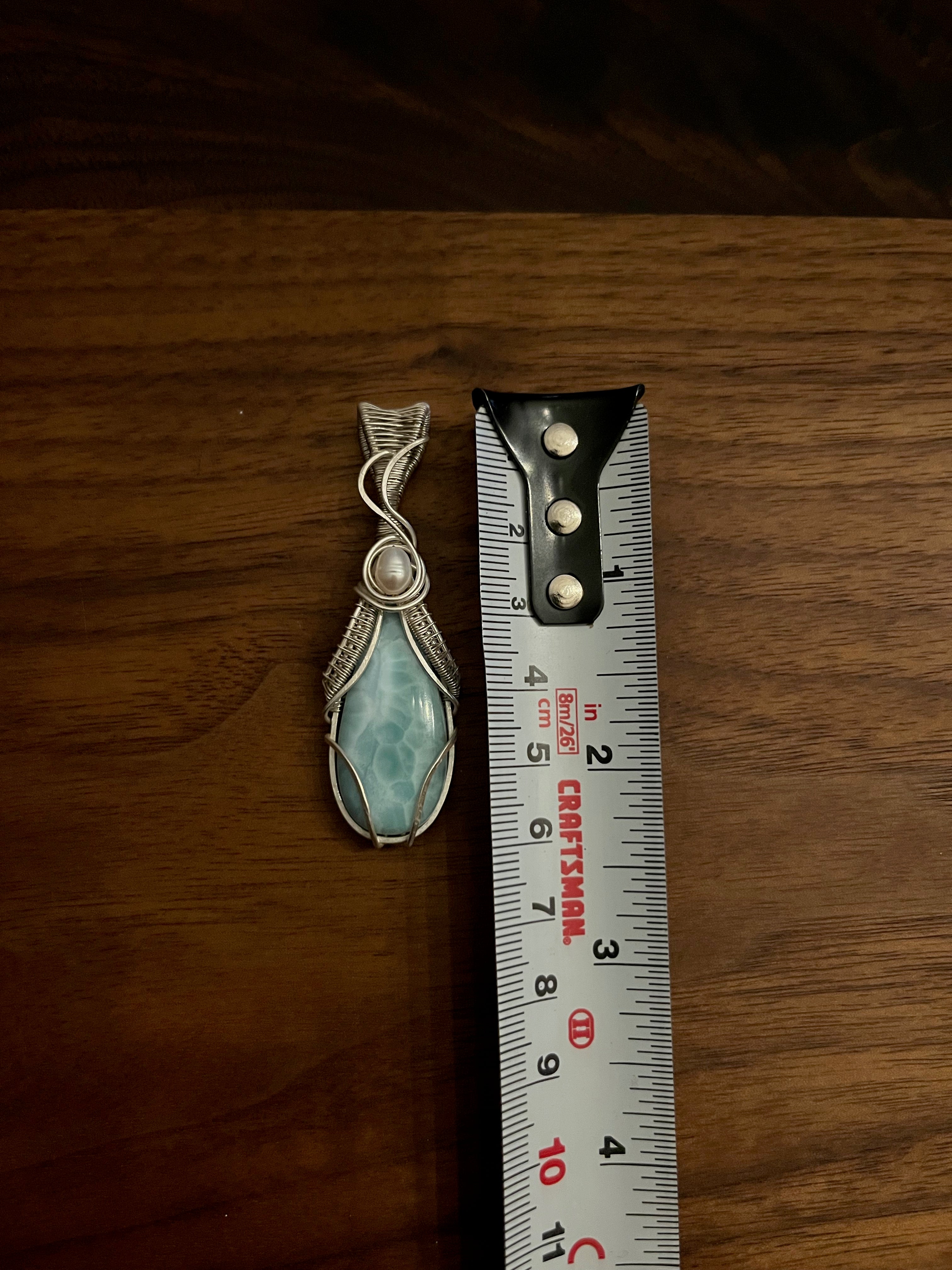 Larimar and Freshwater Pearl 925 Sterling