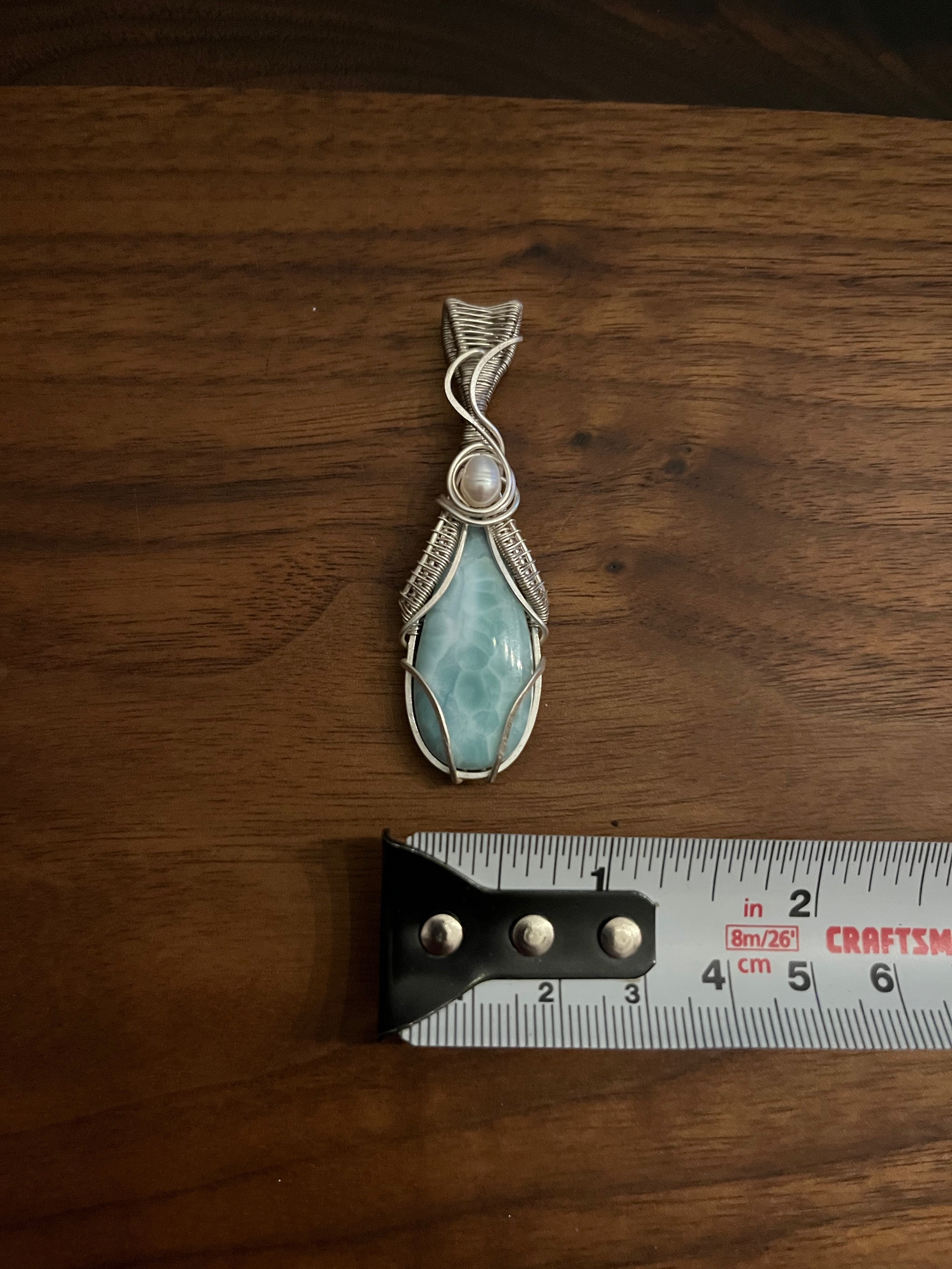 Larimar and Freshwater Pearl 925 Sterling