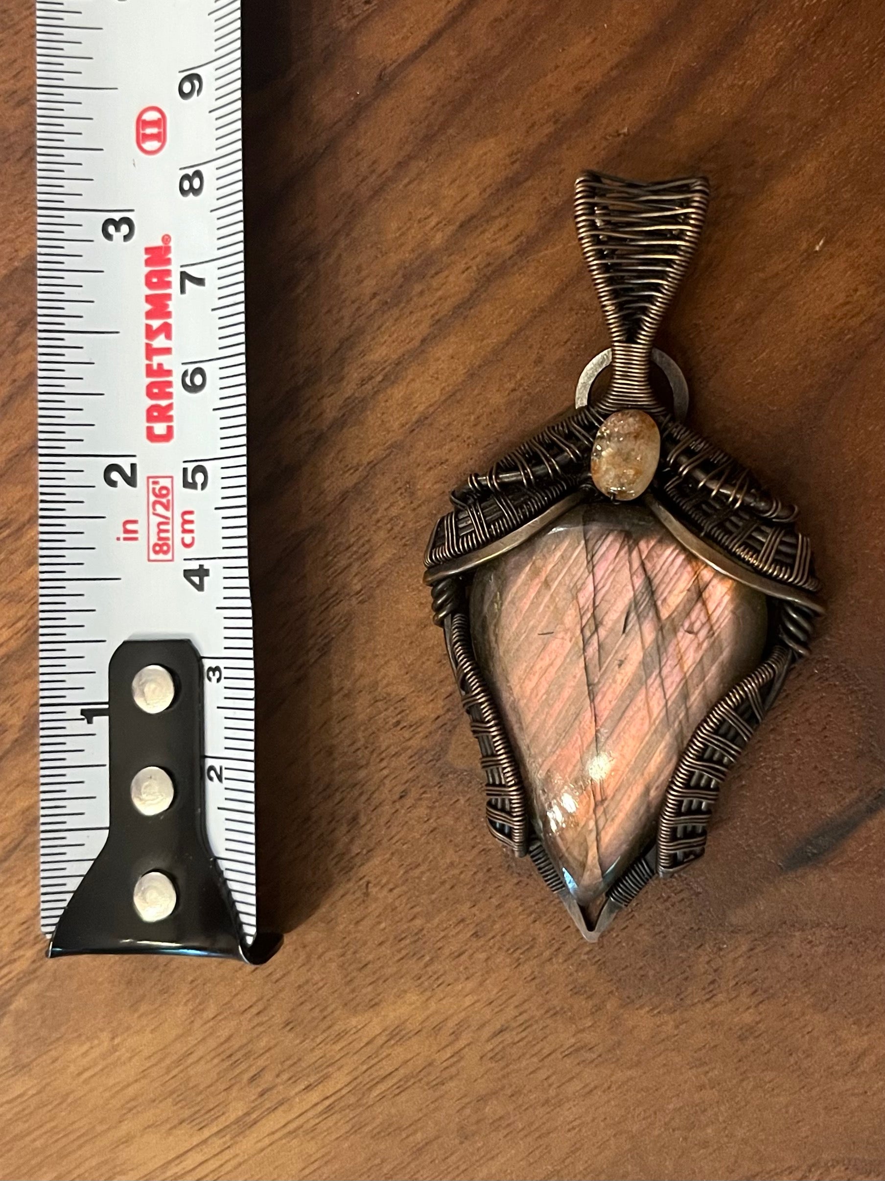 Rare Pink Labradorite & Sunstone Pendant