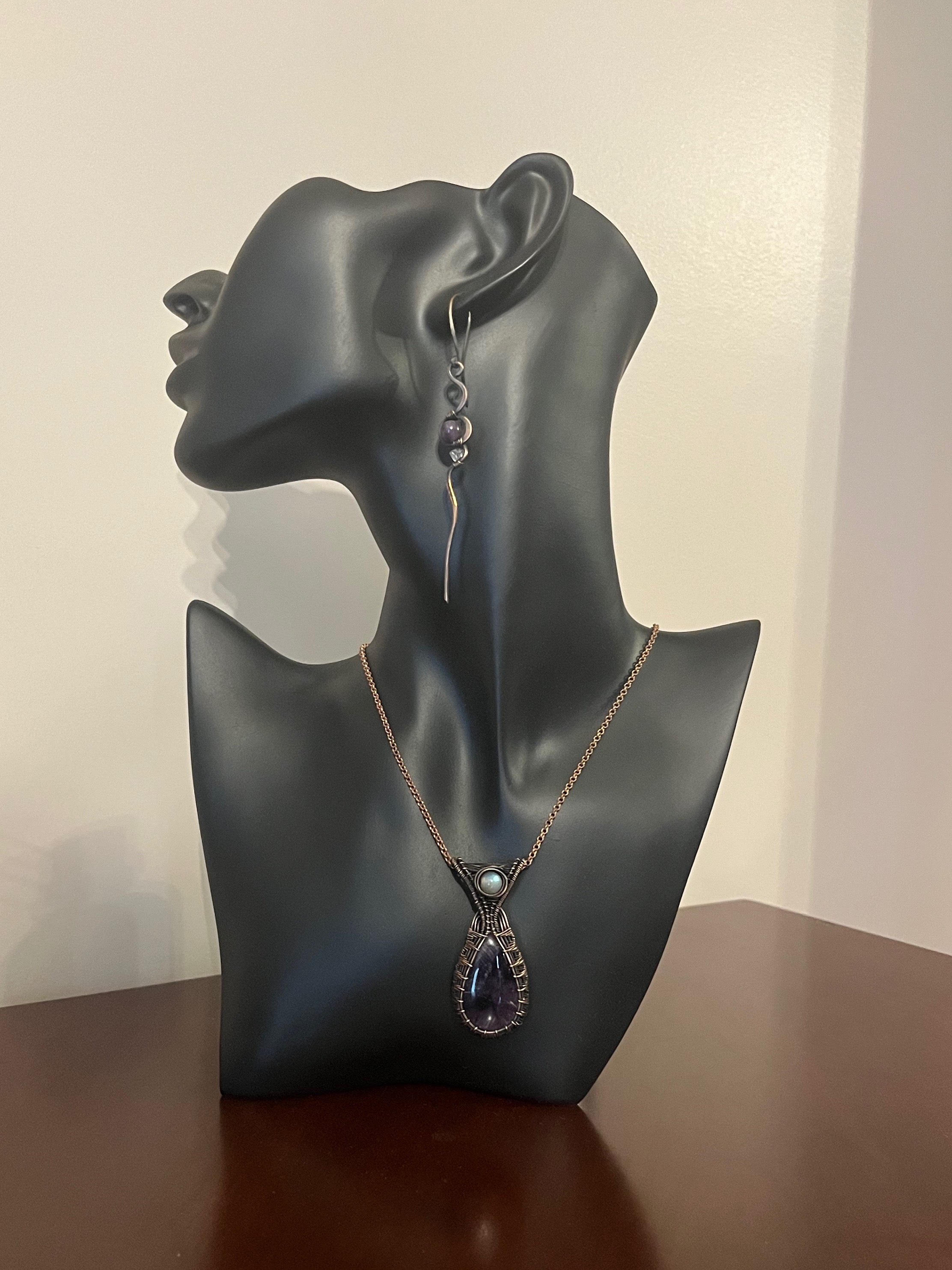 Chevron Amethyst & Moonstone Pendant