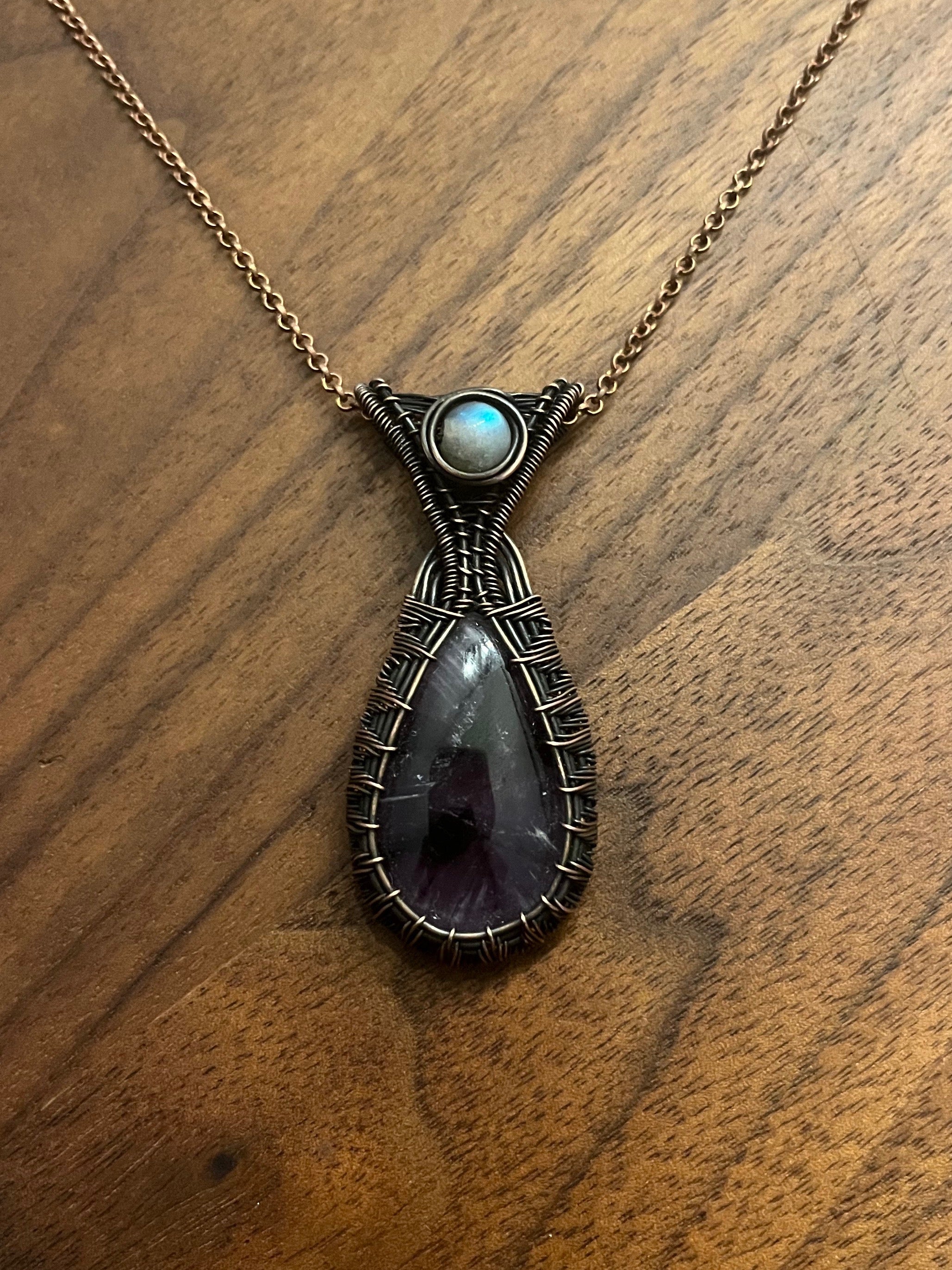Chevron Amethyst & Moonstone Pendant