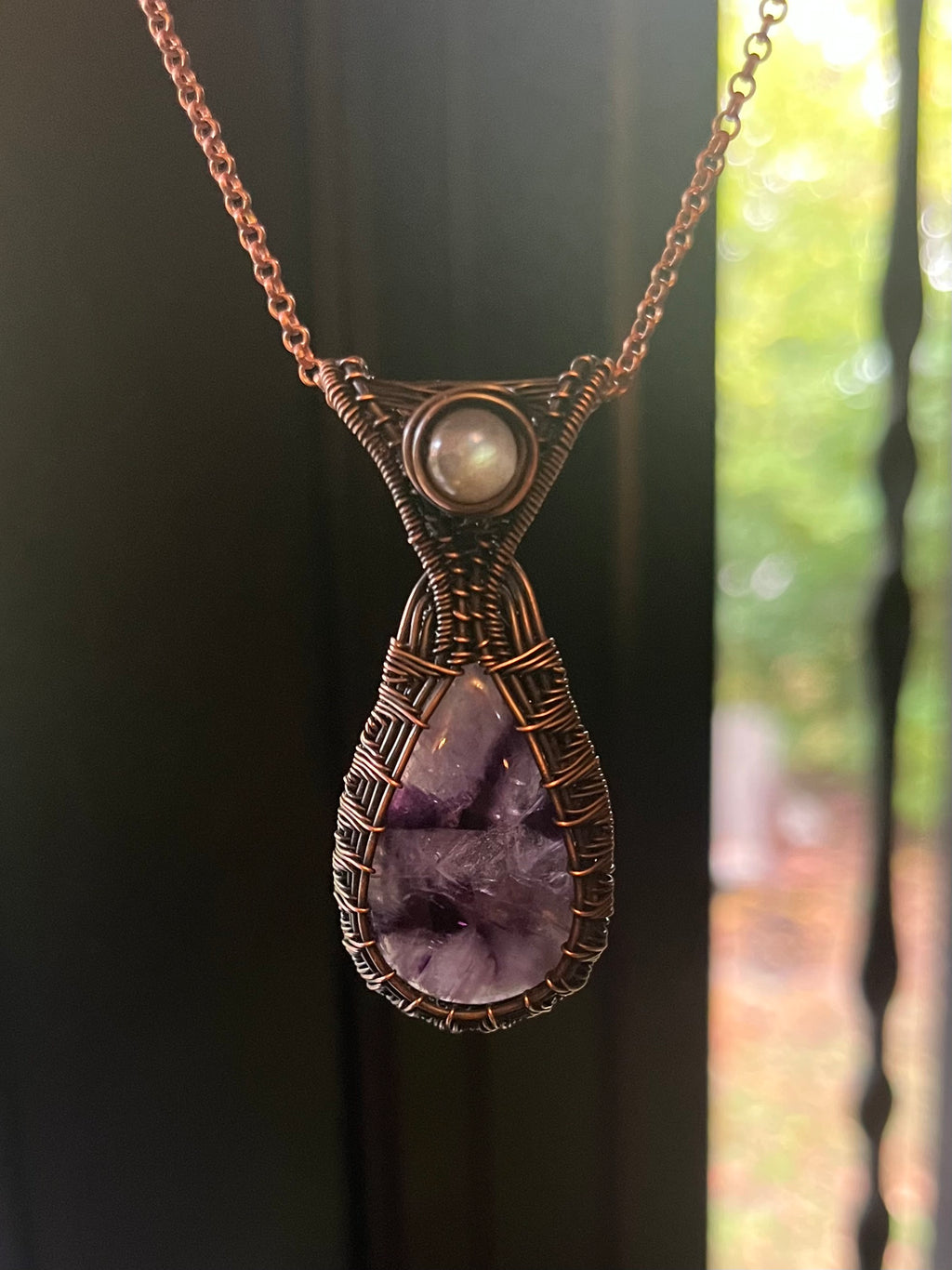 Chevron Amethyst & Moonstone Pendant