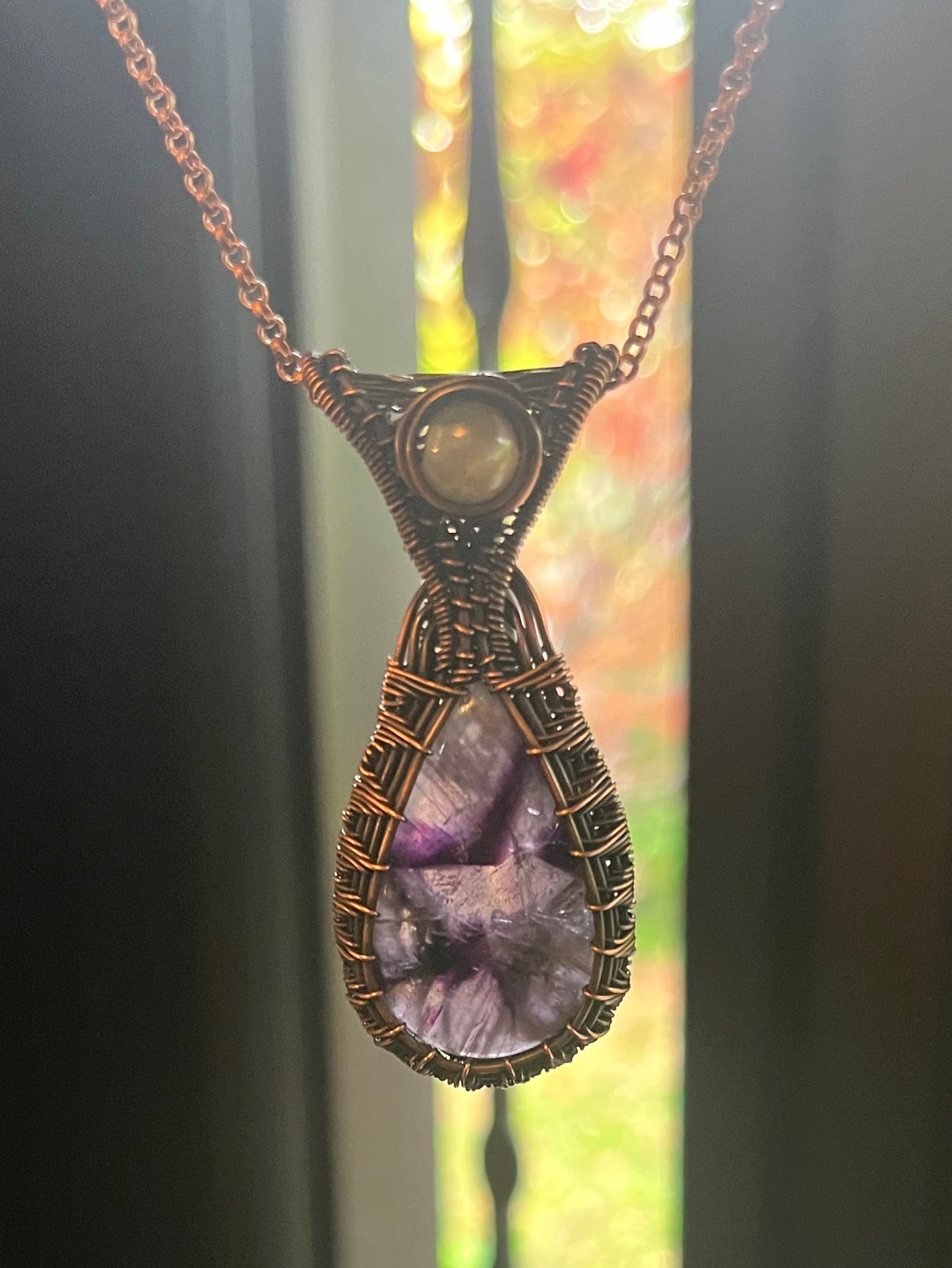 Chevron Amethyst & Moonstone Pendant