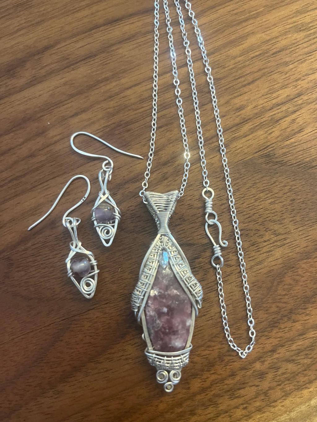 Lepidolite, Herkimer Diamond & Super Seven Amethyst in 925 Sterling