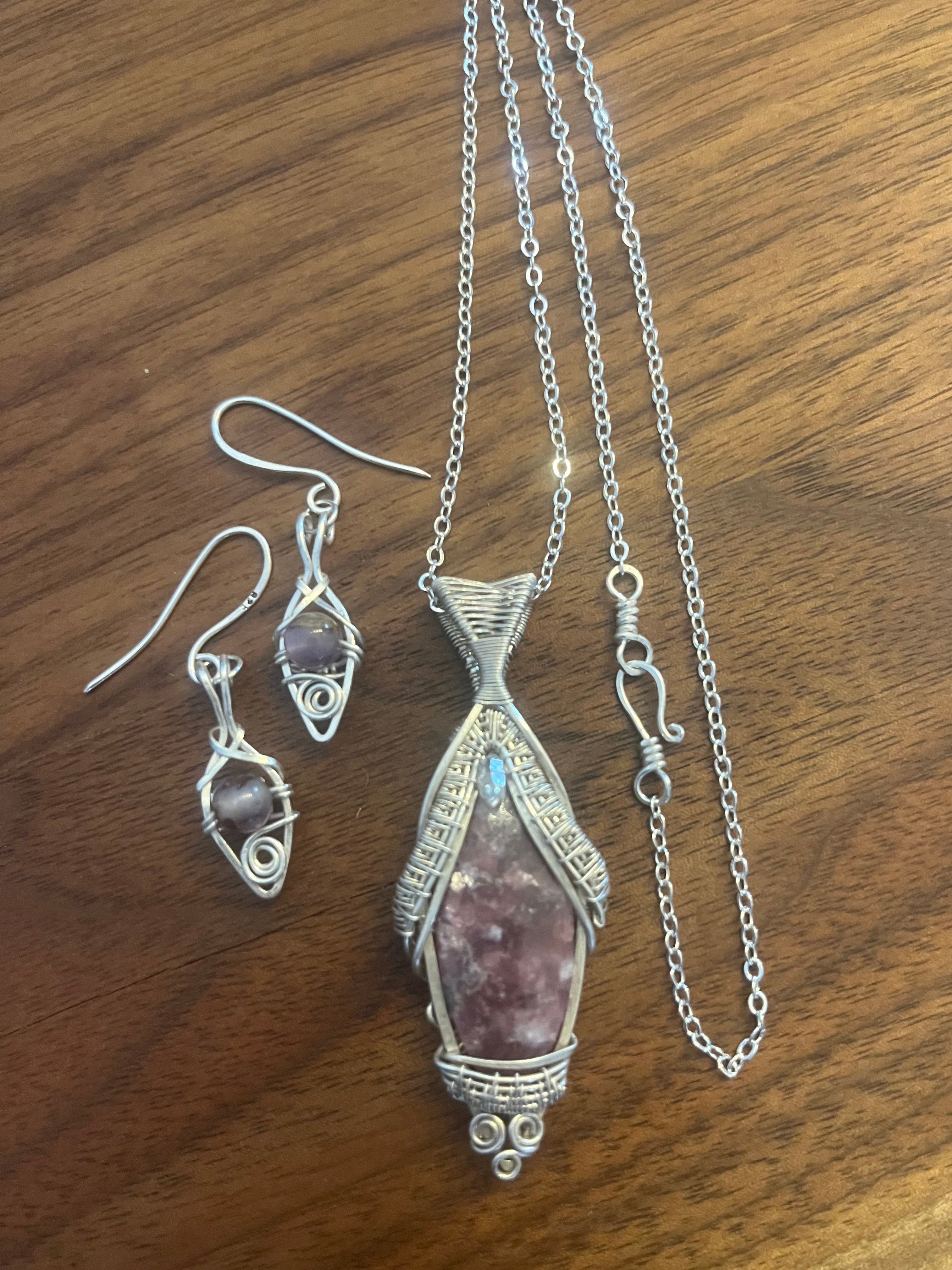Lepidolite, Herkimer Diamond & Super Seven Amethyst in 925 Sterling
