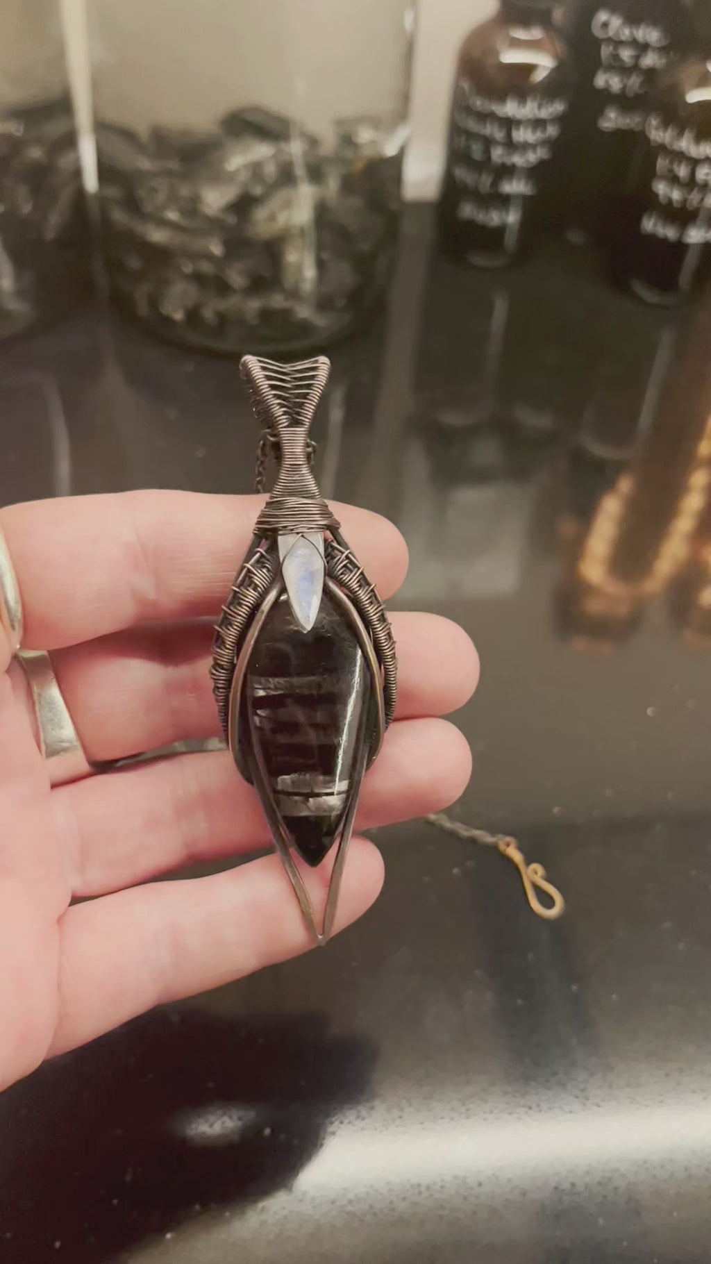 Hypersthene & Moonstone Pendant